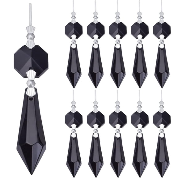 20pcs 35 mm Crystals Prisms Glass Tip Beads Black Chandelier Icicle Drops Hanging Crystal for DIY Craft Jewelry Ornament Wedding Christmas Lamp Decoration