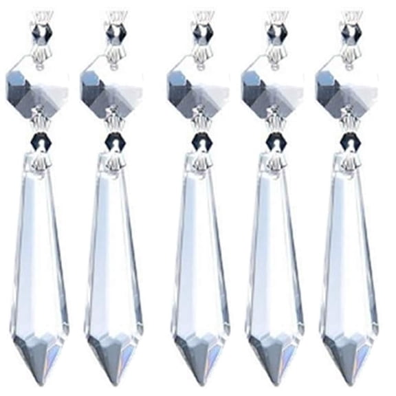 20pcs 38mm Replacement Clear Chandelier Icicle Crystal Prisms Octogan Crystal Bead for Lamp Decoration