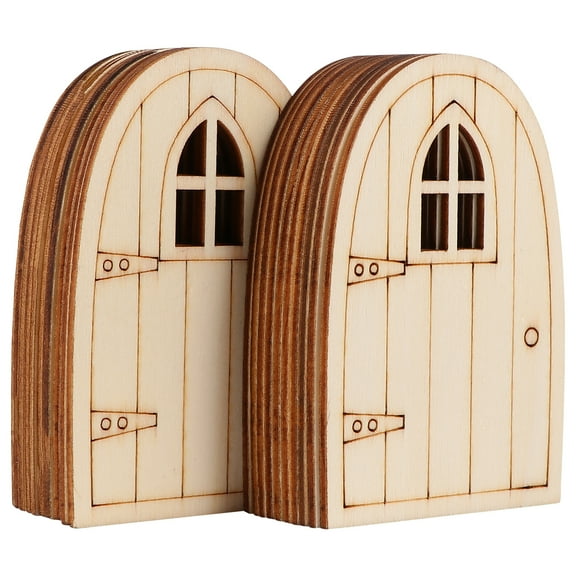 20pcs 3mm Door with Window Wooden Fairy Doors for Creative Garden Adornment and Miniature Decoration