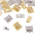 thumbnail image 1 of 20pcs 4 style Brass Filigree box Clasps Multi-Strand Clasps 3-Strands 6 Holes Rectangle Mixed color 5pcs/style DIY, 1 of 9
