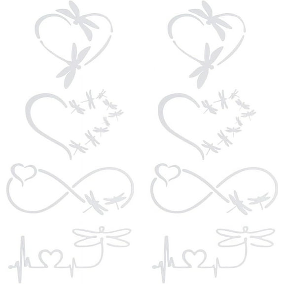 20pcs 4 styles PET Self-Adhesive Stickers for Car Decorative Presents Mixed Shapes White 75~142x58~101x0.2mm 5pcs/style