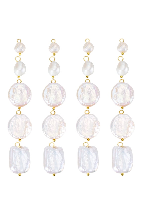 20pcs 5 Styles Freshwater Pearl Charms Irregular Baroque Pearls Flat Round Satin Pearl Charms
