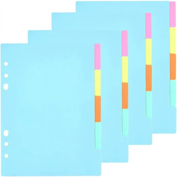 20pcs 5-Tab Plastic Binder Dividers Paper Discbound Notebook Index Divider Sheets Multicolor Notebook Dividers for 6 Ring Binders School Office Supplies Mixed Color