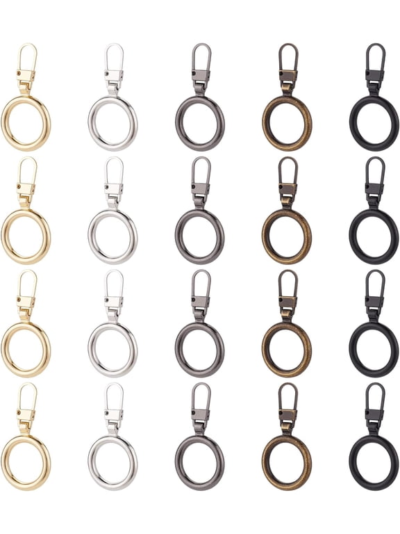 20pcs 5 colors Zipper Pull Replacement Round Ring Shape Geometric Circle Metal Zipper Tab Repair for Jackets Luggage Backpacks Purses Boots Pants Alloy