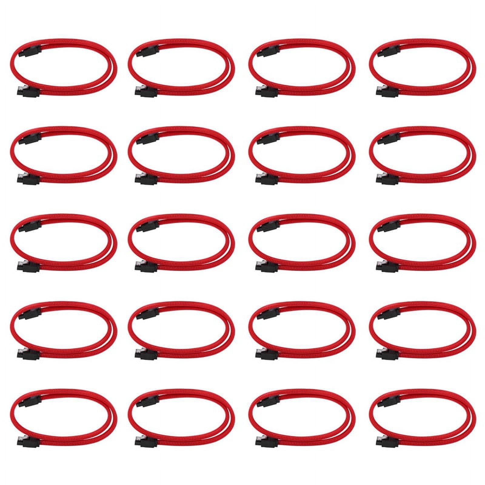 20pcs 50CM 3.0 III SATA3 7Pin 6Gb/S SSD Cables HDD Hard Disk Data Cord with Nylon Sleeved Premium Version