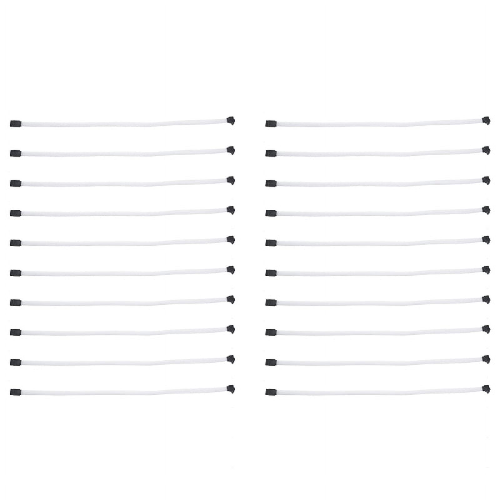 20pcs 50CM 3.0 III SATA3 7Pin Data Cable Right Angle 6Gb/S SSD Cables HDD Hard Disk Data Cord with Nylon Sleeved,20 x SATA3 7pin Data Cable,White