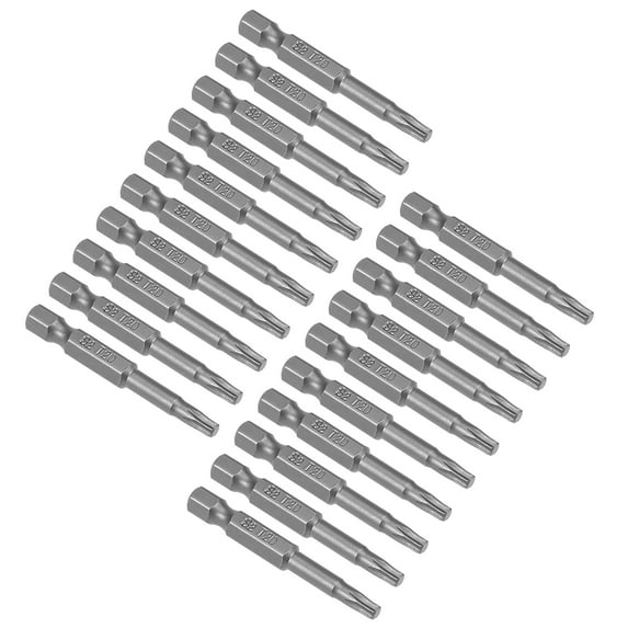 20pcs 50mm 1/4" Hex Shank T20 Torx Screwdriver Bits S2 High Alloy Steel