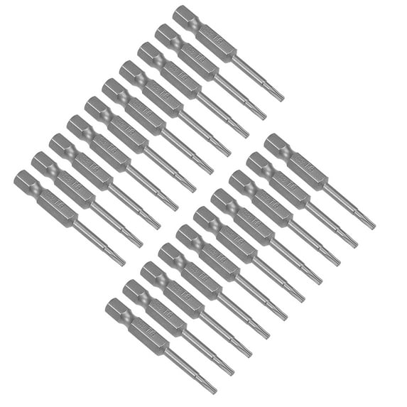 20pcs 50mm Long 1/4" Hex Shank T8 Torx Screwdriver Bits S2 High Alloy Steel