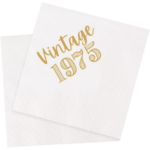 20pcs 50th Birthday Cocktail Napkins Vintage 1975 50 Years Birthday Paper Disposable Party Napkins for His Her 50th Birthday Party Table Decorations 5 x 5 5"x5"