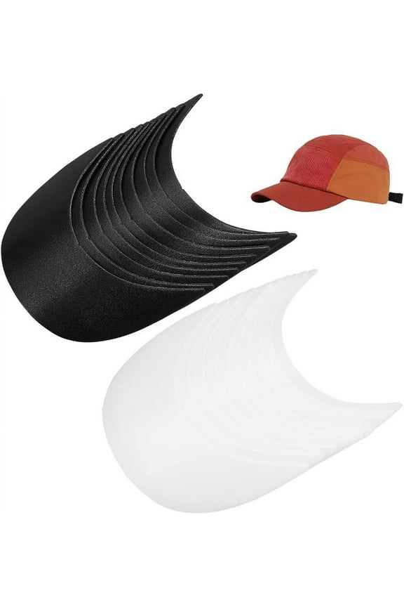 20pcs 6.1x4.9inch Baseball Cap Visor Insert White & Black Ball Cap Form Shaper Plastic Hat Brim Baseball Hat Shaper Bump Cap Insert for Craft Sewing Caps Supplies Making