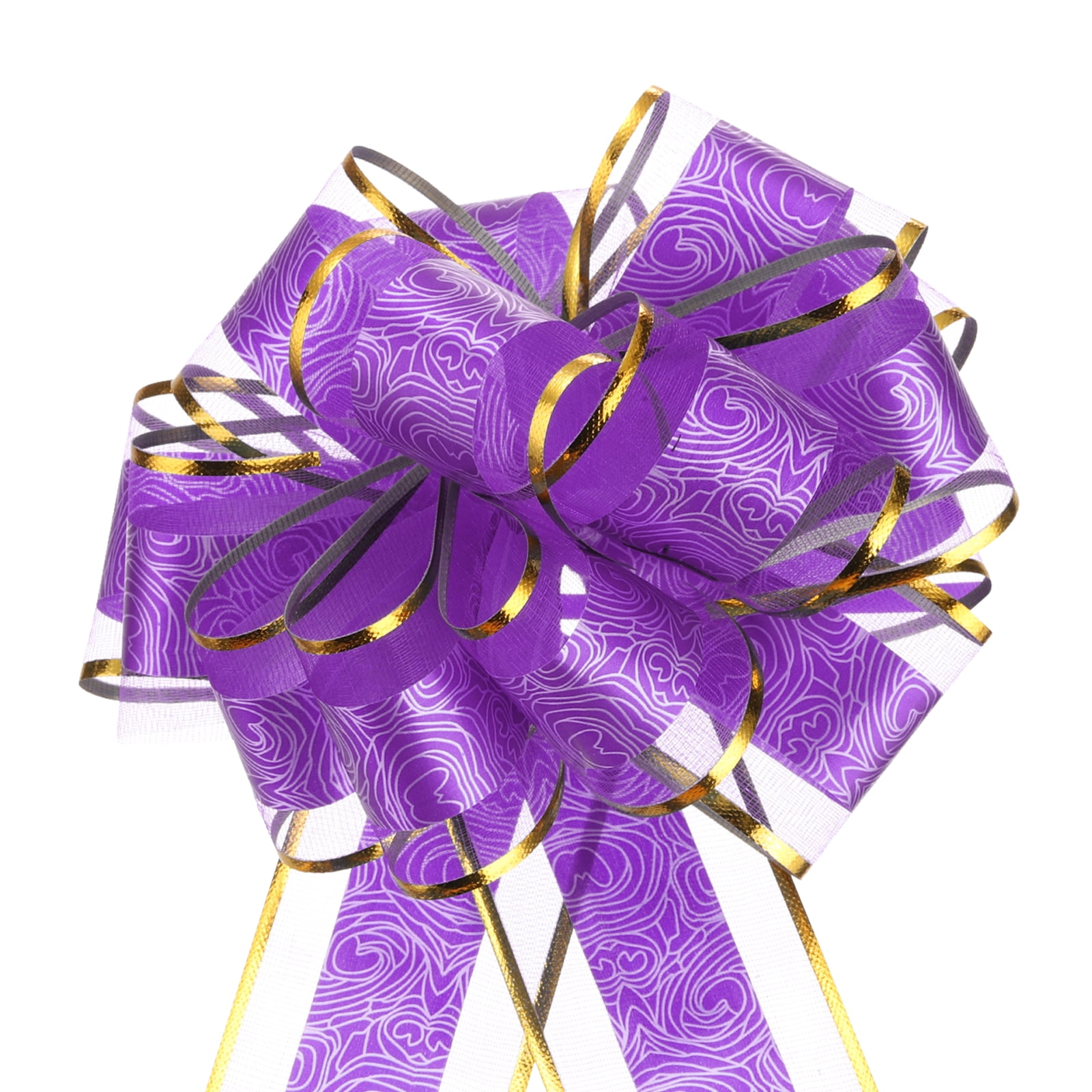 20pcs 6 Inch Large Pull Bow Gift Wrapping Bows Ribbon Organza Purple for Wedding Presents Christmas Party