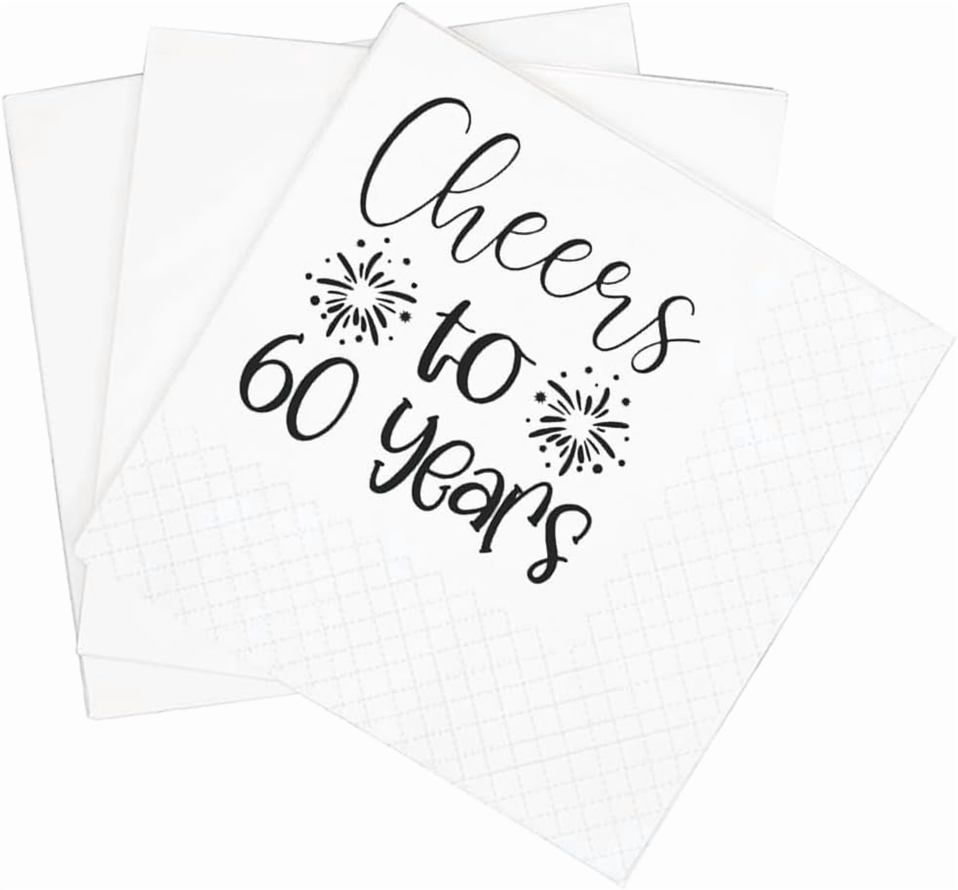 60th Birthday Napkins - Set of 20 - White With Metallic Gold Foil