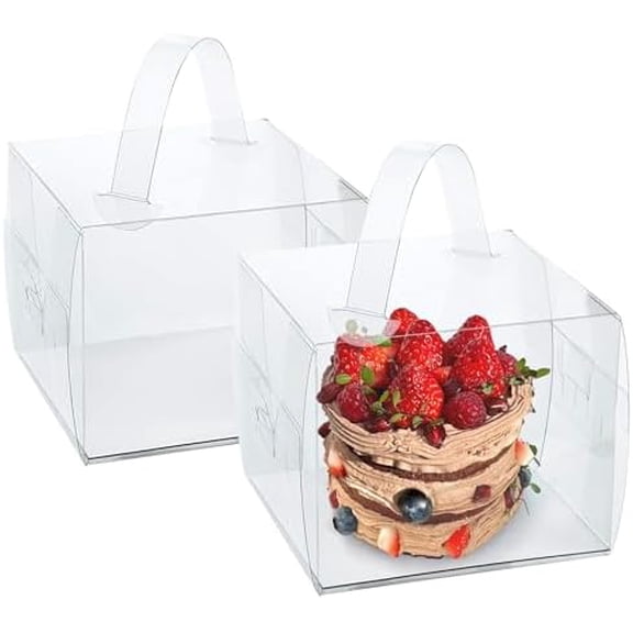 20pcs 6X6X5 Inches Transparent Bakery Boxes with Handles, Mini Clear 5in 6in Cake Boxes,Clear gift boxes,Treat Boxes for Cake Chocolate Donut,Pastries,Cookies