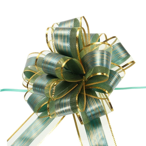 20pcs 7 Inch Large Pull Bow Gift Wrapping Bows Ribbon Organza Green for Wedding Baskets Presents