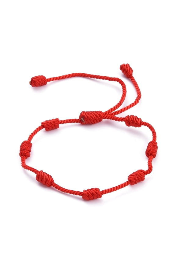 20pcs 7 Knot Lucky Bracelets Adjustable Nylon Cord Bead Bracelets Red String Bracelets Red Inner Diameter: 2 inch~2-5/8 inch(5~6.8cm)
