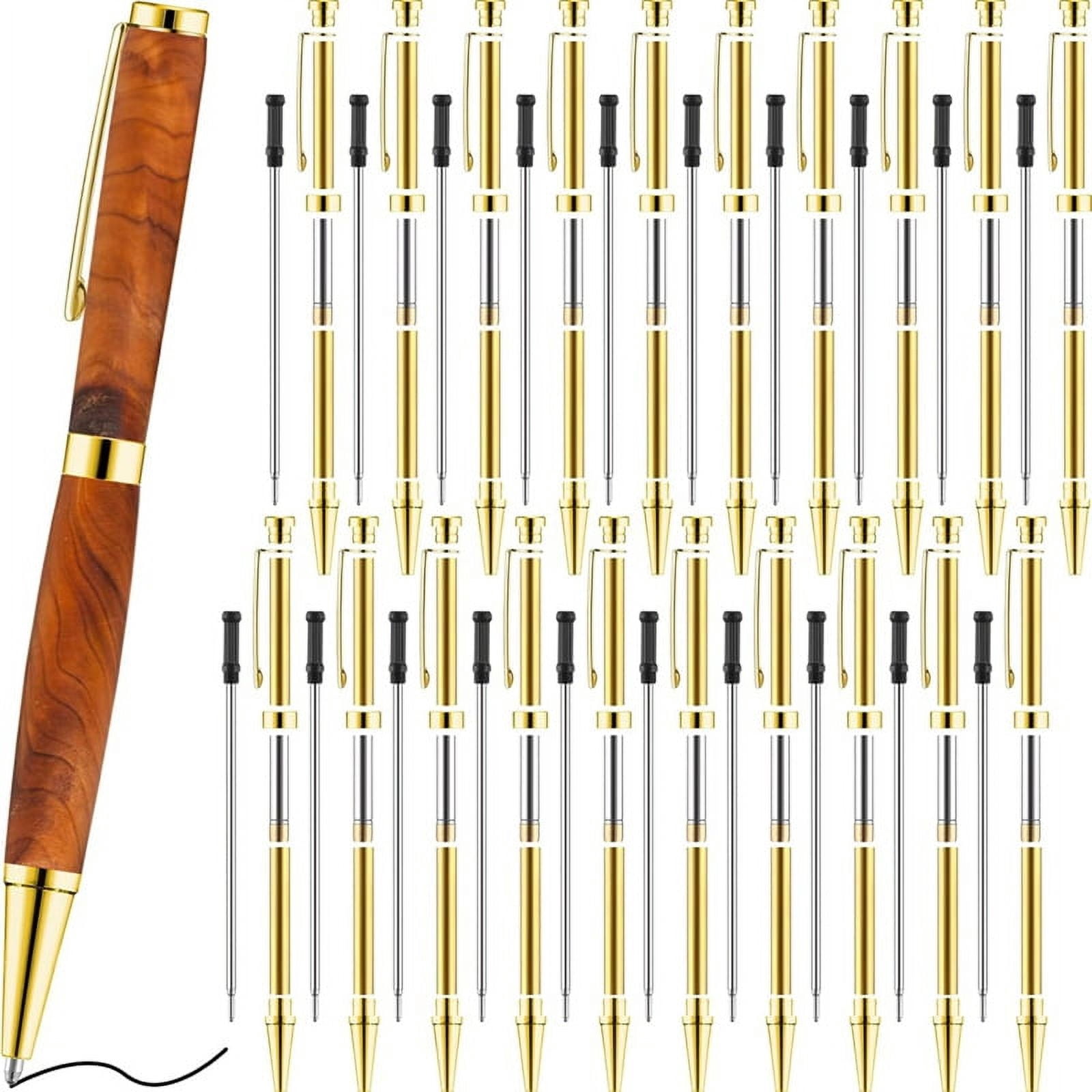20pcs 7mm Slim Pen Set with Refills Wood Rotary Pen Kit Lathe Turning Supplies for DIY Copper Friends Teacher Student B