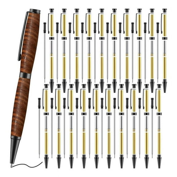 20pcs 7mm Slim Pen Set with Refills Wood Rotary Pen Kit Lathe Turning Supplies for DIY Copper Friends Teacher Student C,1set * pen making kit,Black