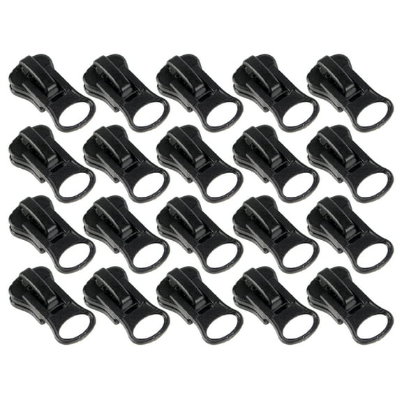 20pcs #8 Delrin Locking Zipper Pull Silders for Molded Plastic Teeth - Black
