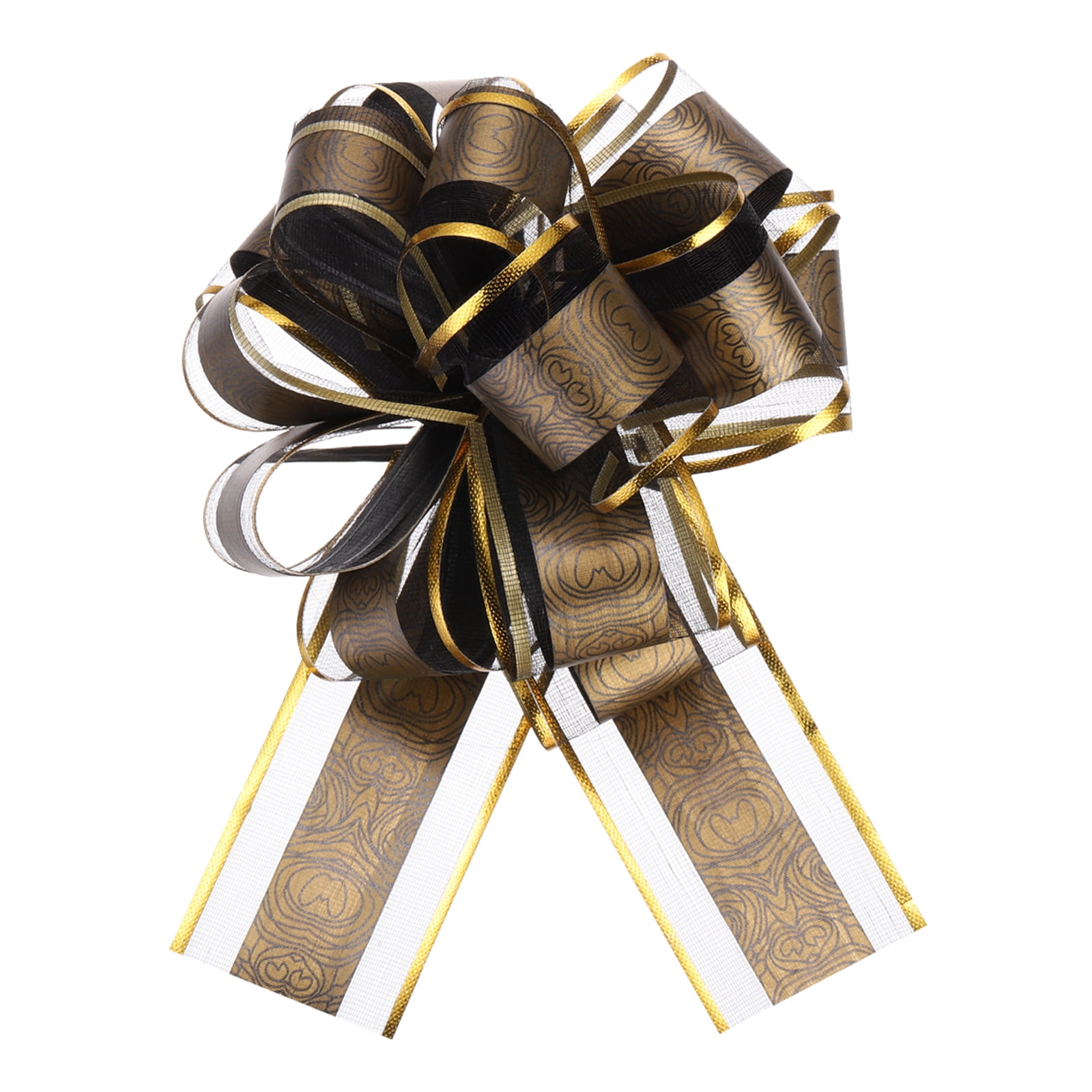 20pcs 8 Inch Large Pull Bow Gift Wrapping Bows Ribbon Organza Black for Wedding Present Party