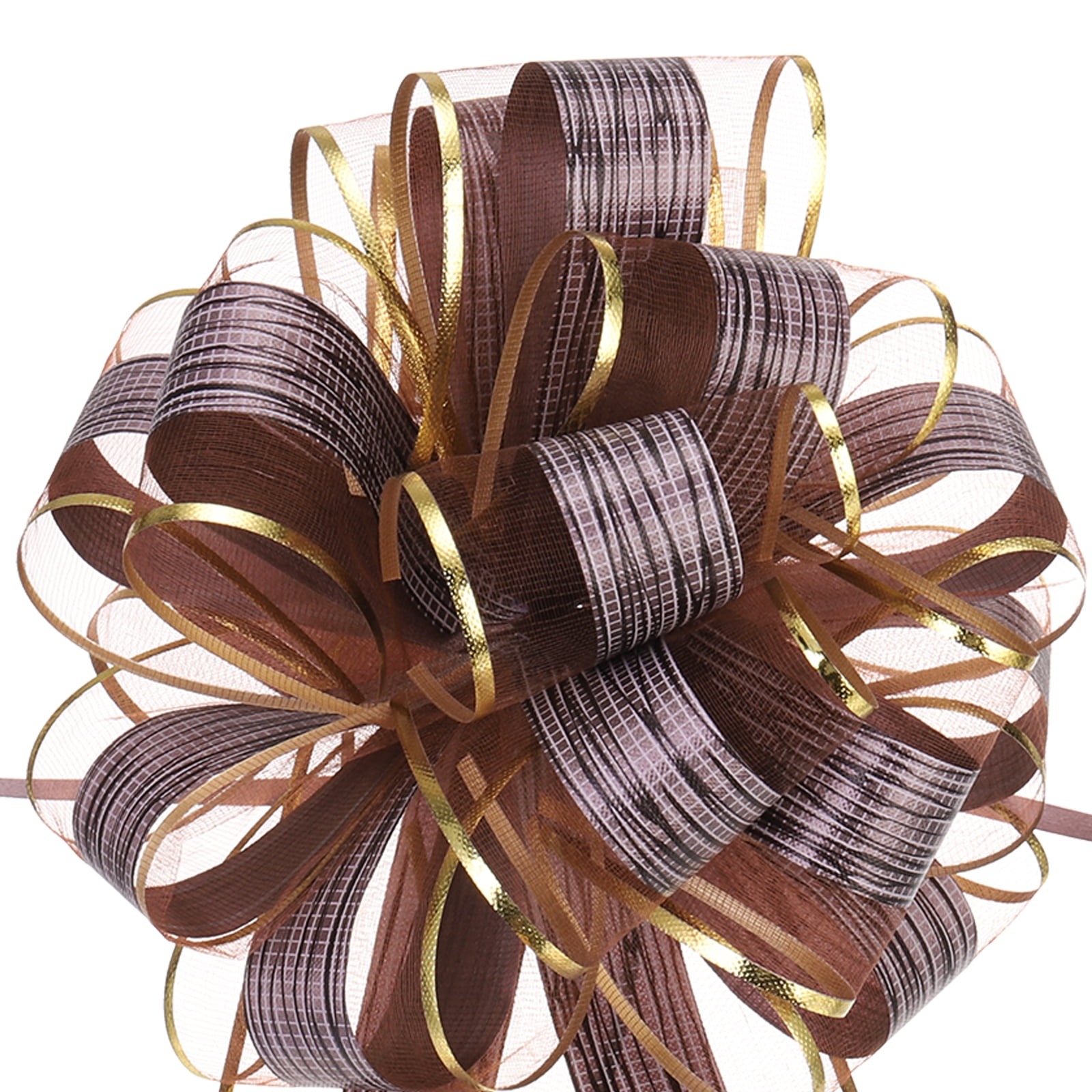 20pcs 8 Inch Large Pull Bow Gift Wrapping Bows Ribbon Organza Coffee for Wedding Presents Christmas Party