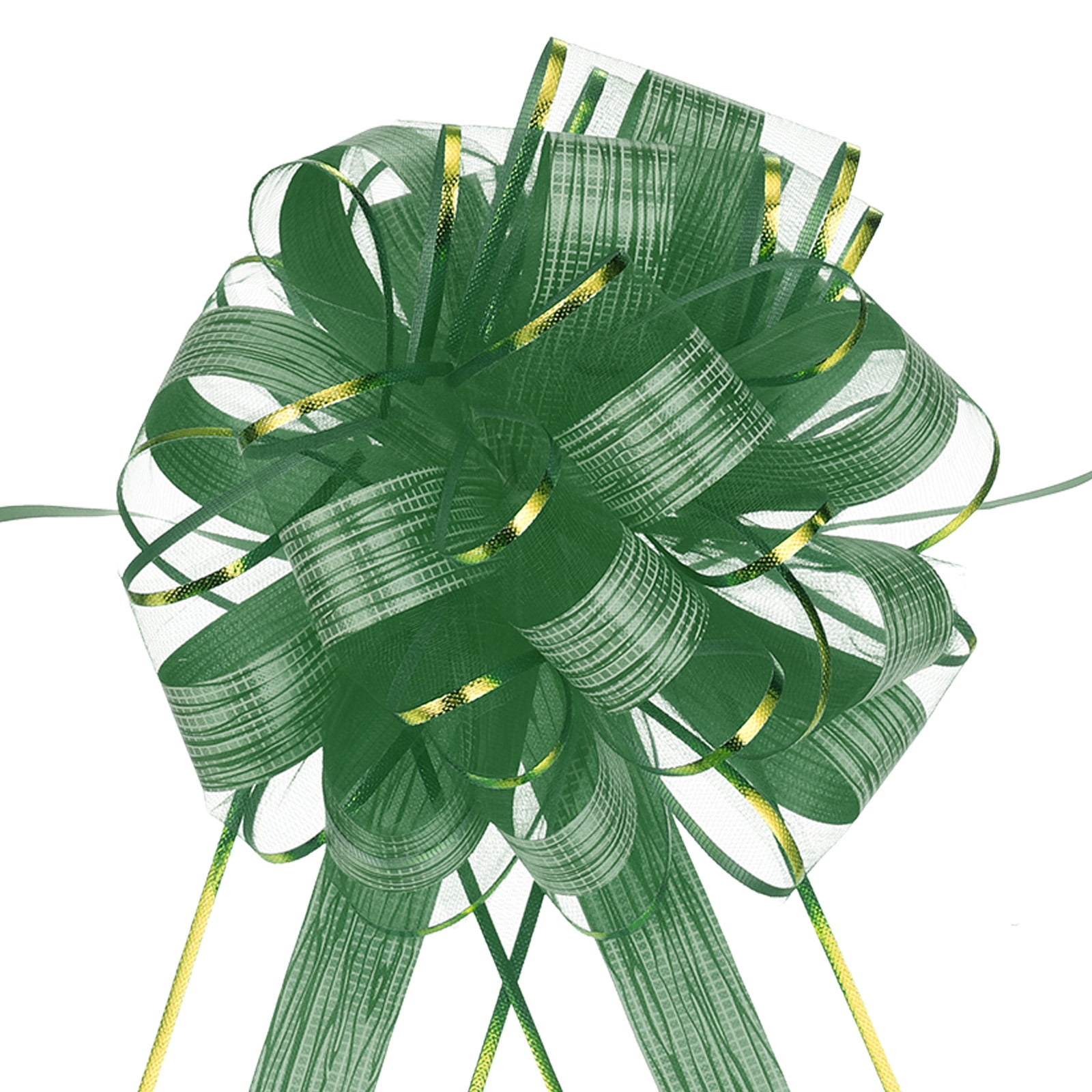 20pcs 8 Inch Large Pull Bow Gift Wrapping Bows Ribbon Organza Green for Wedding Presents Christmas Party