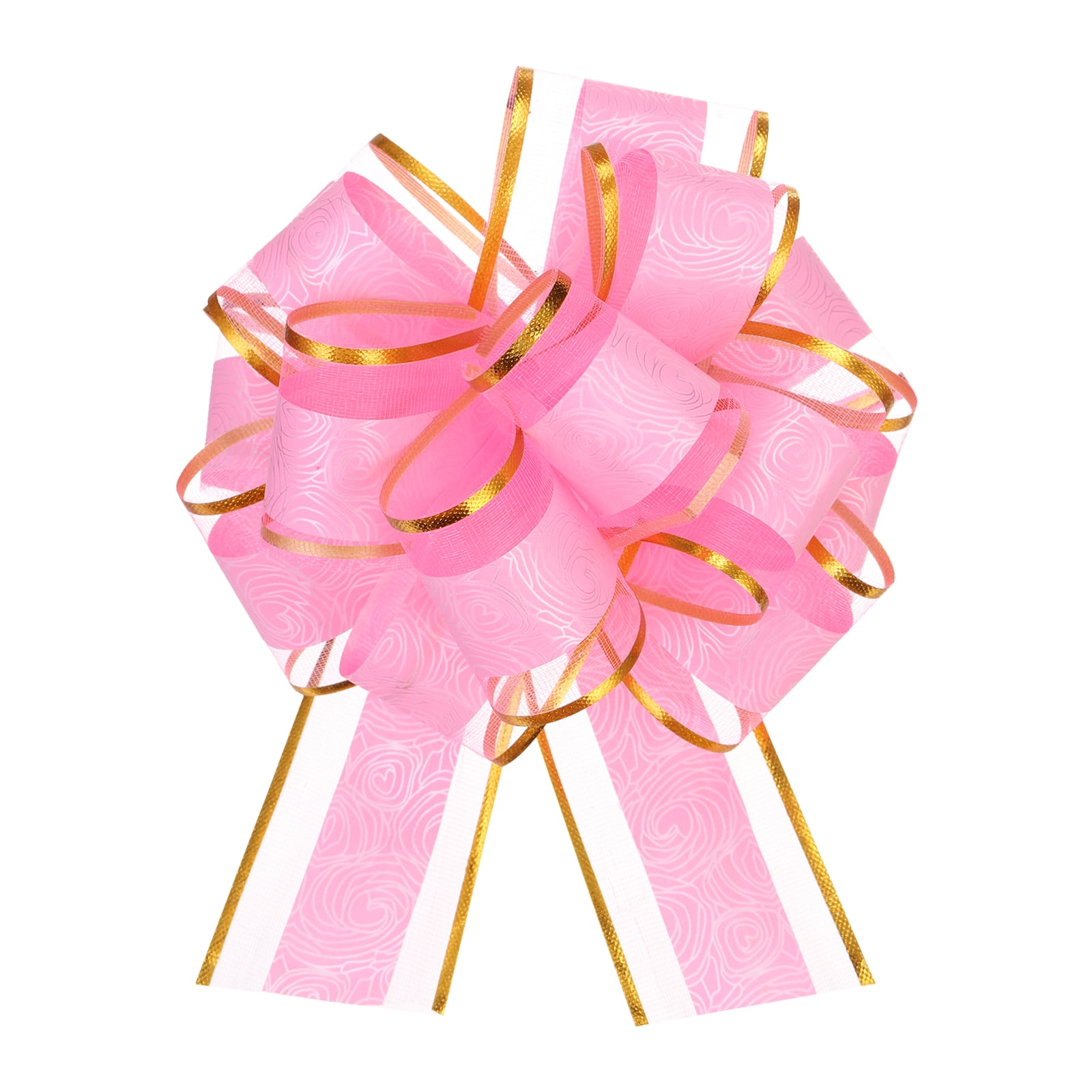 20pcs 8 Inch Large Pull Bow Gift Wrapping Bows Ribbon Organza Pink for Wedding Present Party