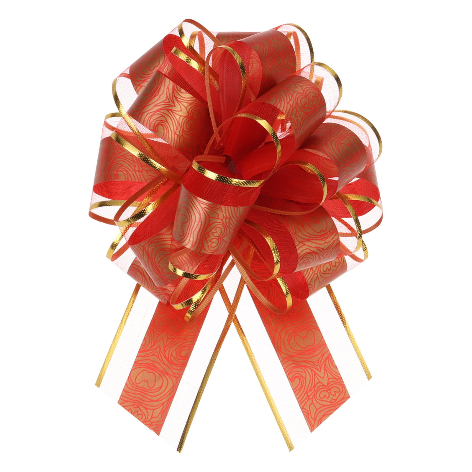 20pcs 8 Inch Large Pull Bow Gift Wrapping Bows Ribbon Organza Red for Wedding Present Party