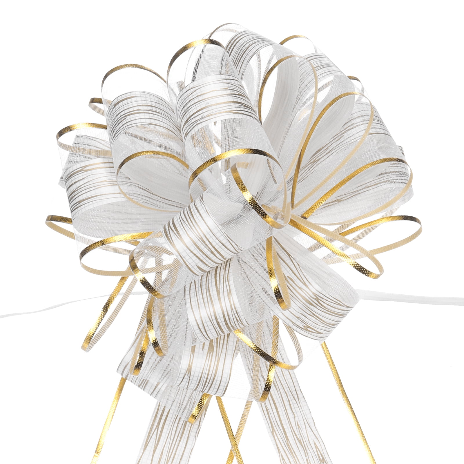 20pcs 8 Inch Large Pull Bow Gift Wrapping Bows Ribbon Organza White for Wedding Presents Christmas Party
