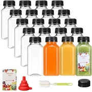 Tomnk Woo 20pcs 8oz Clear Juice Bottles with Black Tamper-Proof Lids for Juicing, Smoothies, and Drinking, Reusable