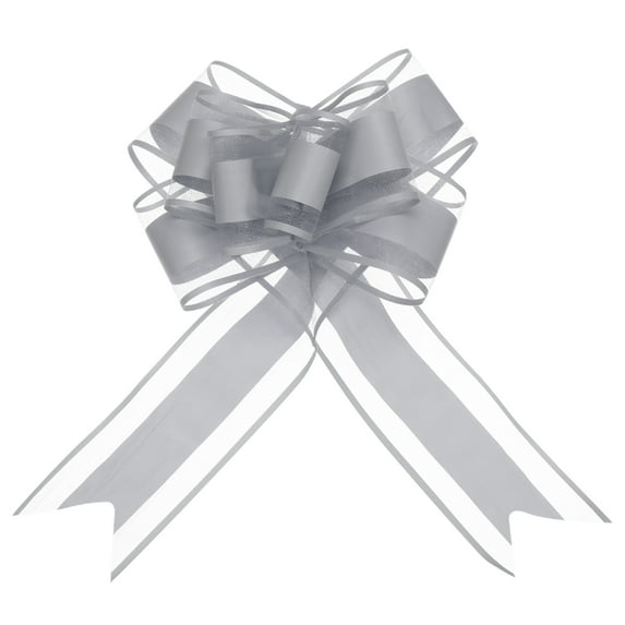 20pcs 9 Inch Extra Large Pull Bow Gift Wrapping Big Organza Bows Ribbon Grey for Wedding Baskets Presents