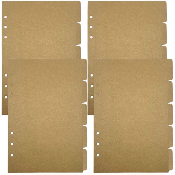 20pcs A5 Kraft Paper Vertical Tabs Paper Divider Index Page Tabs for 6-Hole Binder, Versatile A5 Binder Dividers Planner Dividers with Tabs for Notes, Journals, Menus and Planners(Kraft Paper)
