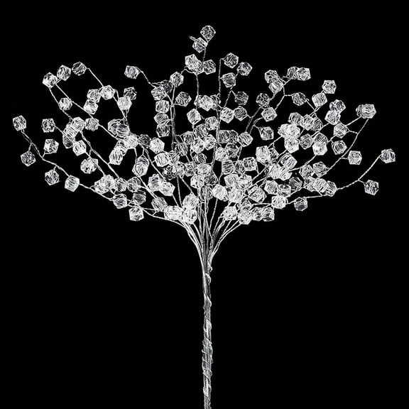 20pcs Acrylic Glass Flower Artificial Bouquets Acrylic Bead Drops Flower Branches Clear Floral Stems Decorative Twig for Wedding Party Home Decor