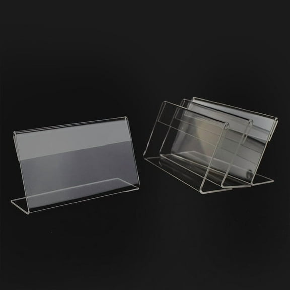 20pcs Acrylic Sign Holder with Horizontal Slanted Back,Clear Holder Picture Photo Frames, Office Desktop