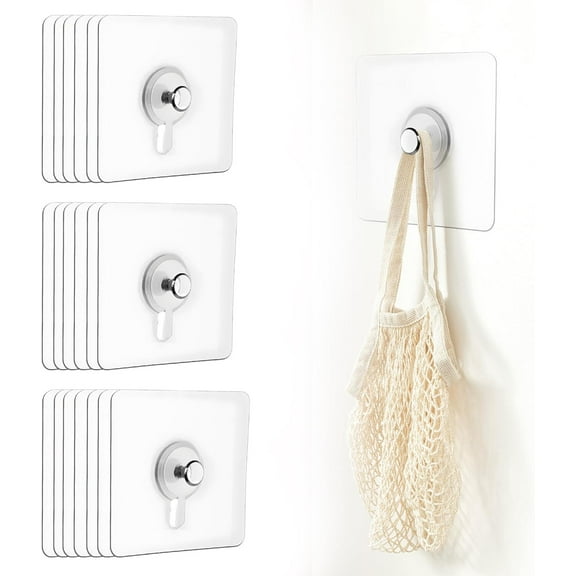 20pcs Adhesive Picture Hanging Hooks No Drilling, Strong Sticky Self-Adhesive Wall Hooks, for Pictures Posters Photos Decorative Paintings, Tile Wall Mount Non-Marking Hooks, 2.36*2.36in, D