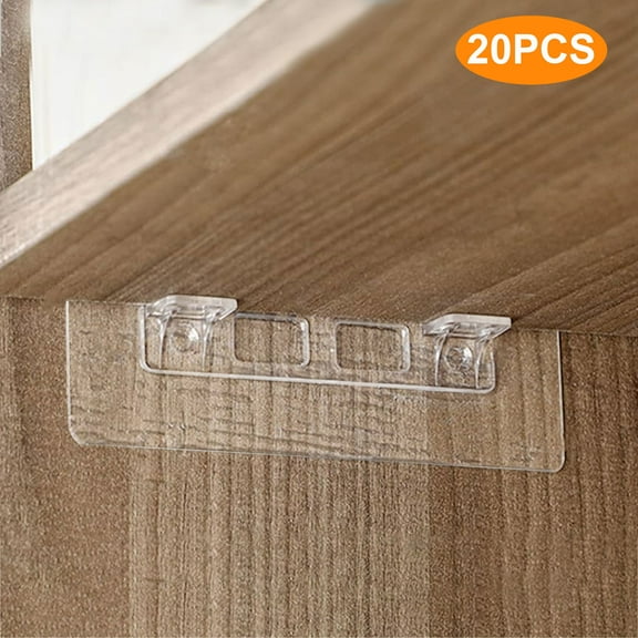 20pcs Adhesive Shelf Brackets, TSV Double Row Reinforced No Drill Shelf Support Pegs for Shelves Kitchen Cabinet Book Closet