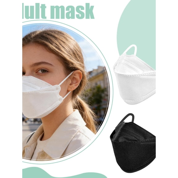 20pcs Adult 3D Disposable Face Masks, Breathable Safety Masks with Elastic Ear Loops, Virus & Dust Protection,Black