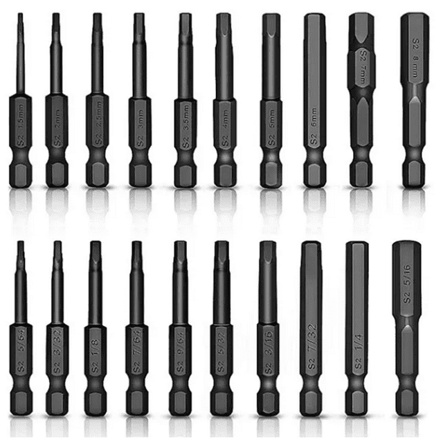 20pcs Allen Wrench Screwdriver Drill Bit Set, Black Coated Metric