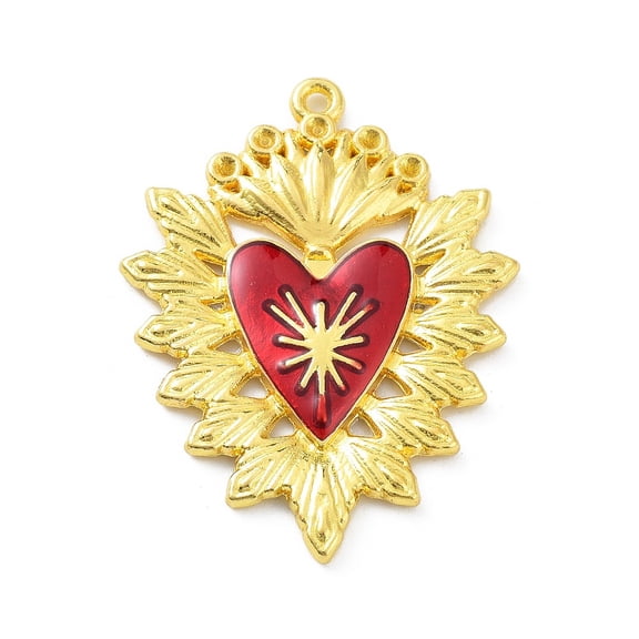20pcs Alloy Enamel Rhinestone Settings Heart FireBrick Golden Fit for 1.6mm Rhinestone 44x33x3mm Hole: 1.6mm