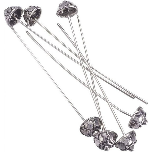 20pcs Alloy Pins Tibetan Style Head Pins for Beading Earring Bracelet Jewelry Making Fin 53x7.3mm Antique Silver