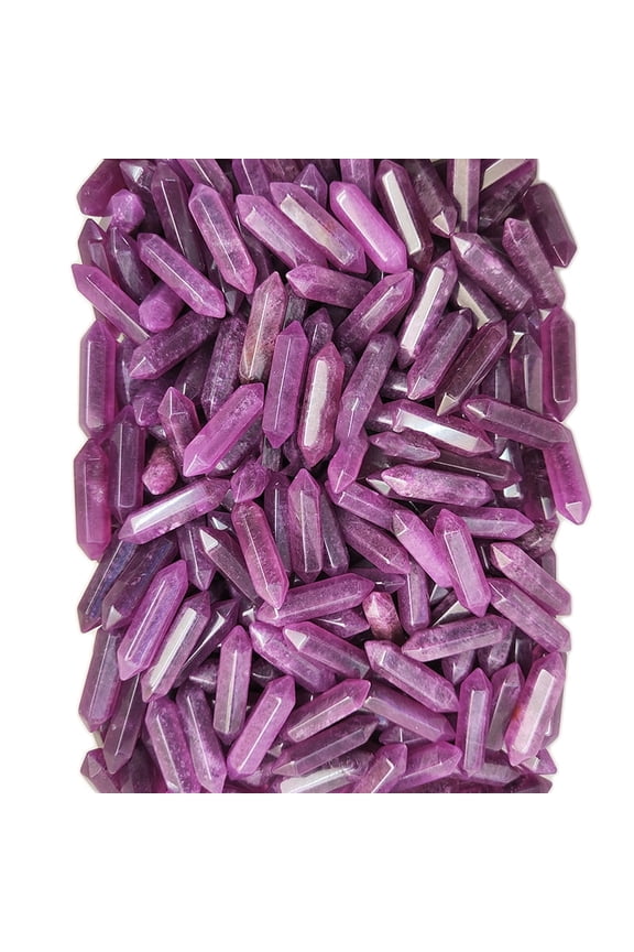 20pcs Amethyst Stones Double Terminated Points Shaped Stone for Reiki Balancing 32x8mm