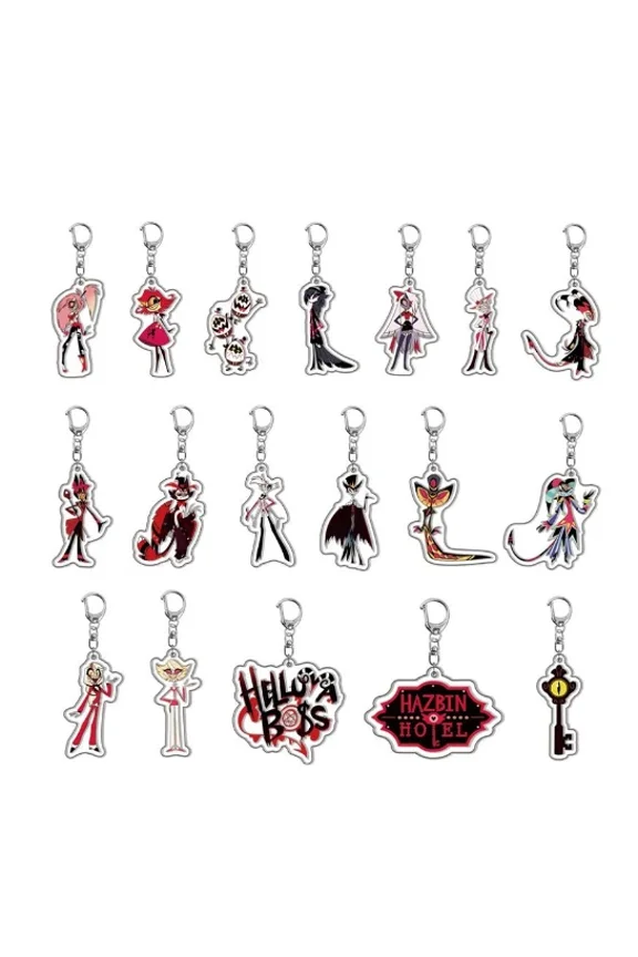 20pcs Anime Hazbin Hotel mix Acrylic Keychain Key Chain Girls boy Keyring gifts