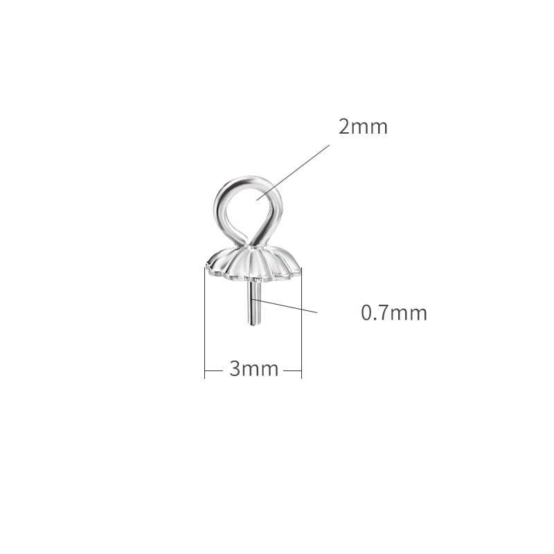 20pcs Anti-Cup Peg Bails for Half Drilled Beads 3mm Hole: 2mm Pin: 0.7mm