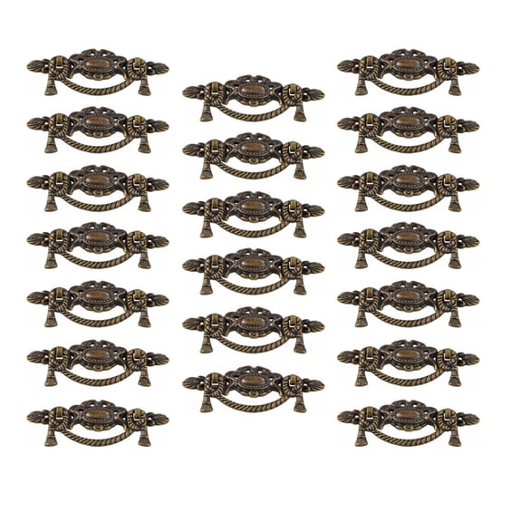 20pcs Antique Bronze Ring Drawer Pulls 4.5" Vintage Decorative Handles Knobs for Furniture Cabinet Cupboard Dresser Wooden Case Box