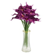 20pcs Artificial Calla Lily Fake Silk Flowers Bouquet Real Touch for Home Garden Wedding Party Decoration, Gradient Purple