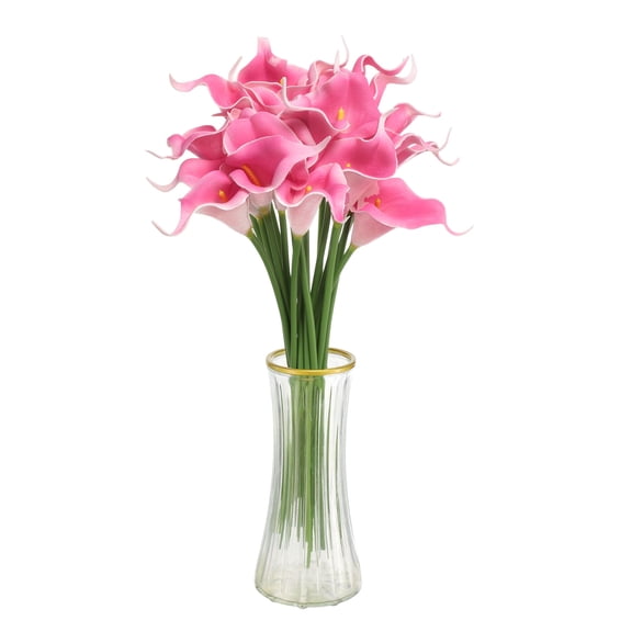 20pcs Artificial Calla Lily Fake Silk Flowers Bouquet Real Touch for Home Garden Wedding Party Decoration, Rose Red