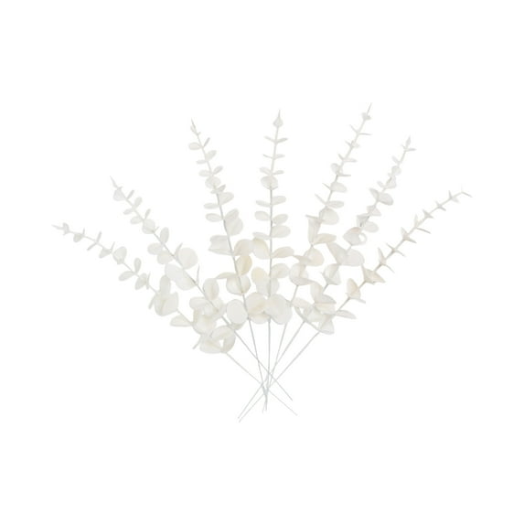 20pcs Artificial Eucalyptus Leaves Faux Greenery, Realistic Home Decor Ornaments, Premium Simulation Wedding Floral Arrangement Accessories & DIY Craft Supplies White