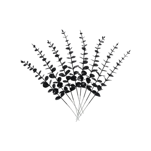 20pcs Artificial Eucalyptus Leaves for Floral Arrangements & Wedding Home Decor, Lifelike PE Greenery with Flexible Stems, DIY Craft Supplies Black