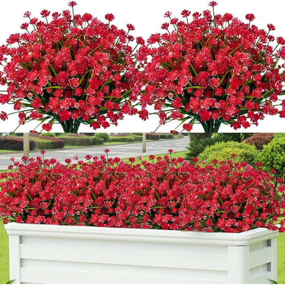 20pcs Artificial Fake Flowers,Plastic Flowers for Outdoor Decoration, UV Resistant Faux Flowers Shrubs, Artificial Plants for Indoor Outside Garden Home Wedding Farmhouse(5 Colors)
