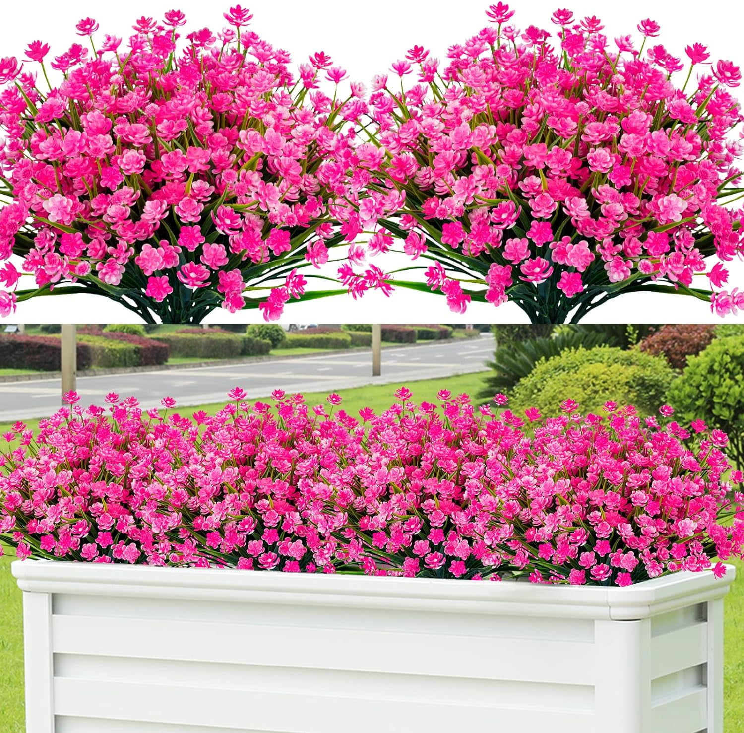 20pcs Artificial Fake Flowers,Plastic Flowers for Outdoor Decoration, UV Resistant Faux Flowers Shrubs, Artificial Plants for Indoor Outside Garden Home Wedding Farmhouse（5 Colors）