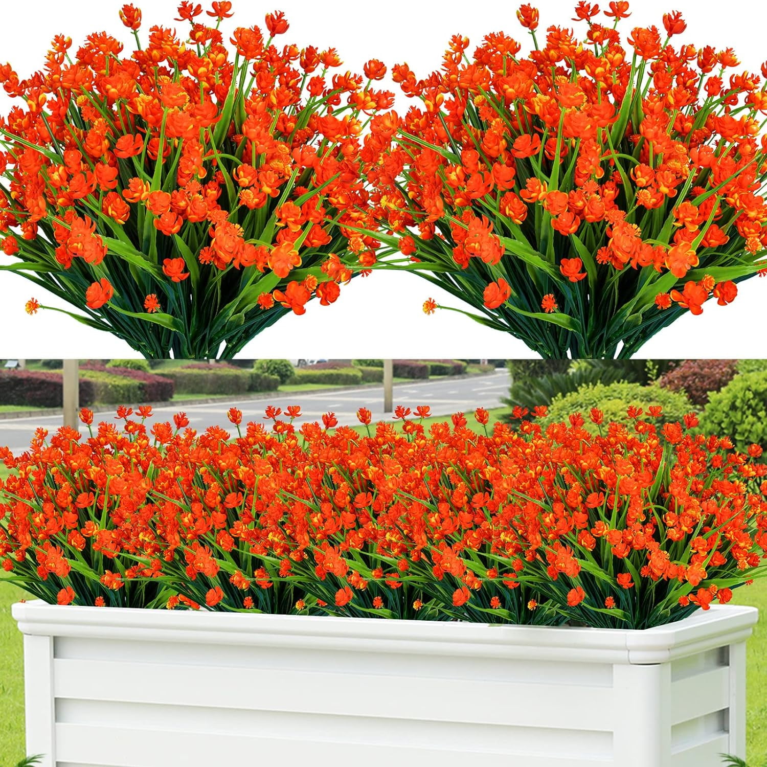20pcs Artificial Fake Flowers,Plastic Flowers for Outdoor Decoration, UV Resistant Faux Flowers Shrubs, Artificial Plants for Indoor Outside Garden Home Wedding Farmhouse（5 Colors）